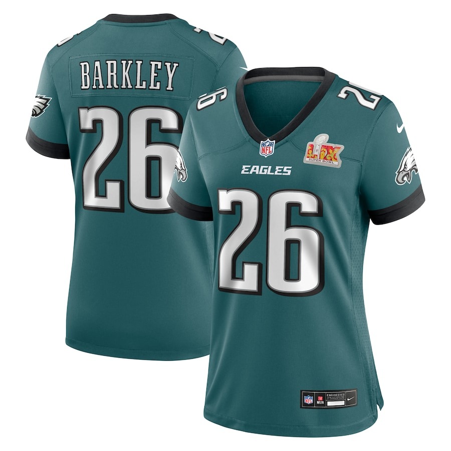Women's Philadelphia Eagles Saquon Barkley Nike Midnight Green Super Bowl LIX Game Player Jersey - Puhuasuan