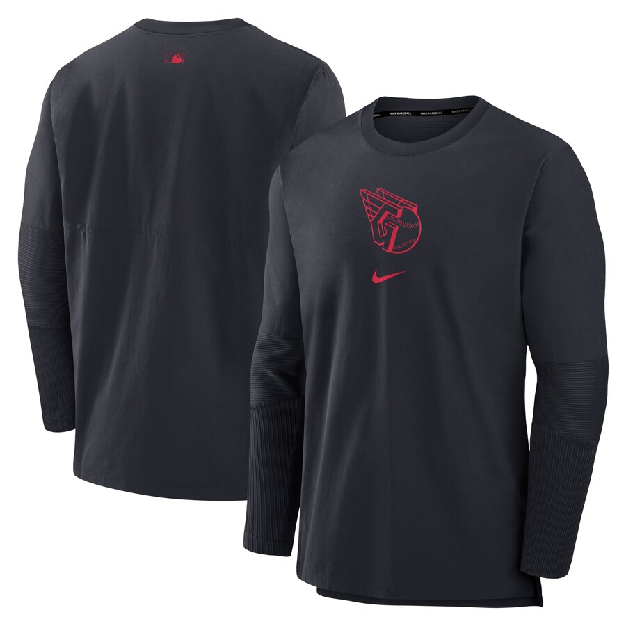 Men's Cleveland Guardians Nike Navy Authentic Collection Player Performance Pullover Sweatshirt - Puhuasuan