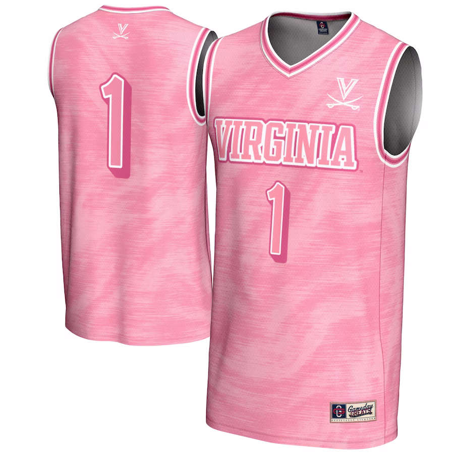 #1 Virginia Cavaliers GameDay Greats Unisex Lightweight Basketball Jersey - Pink - Puhuasuan