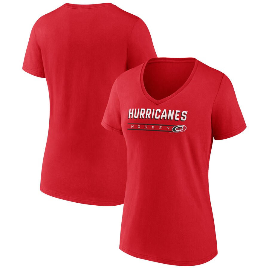 Women's Carolina Hurricanes Fanatics Red V-Neck T-Shirt - Puhuasuan