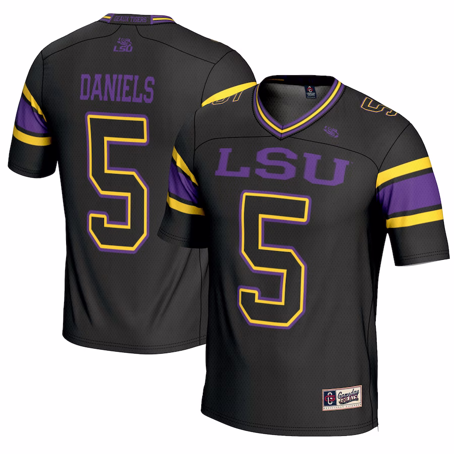 Jayden Daniels LSU Tigers GameDay Greats Youth NIL Player Football Fashion Jersey - Black - Puhuasuan