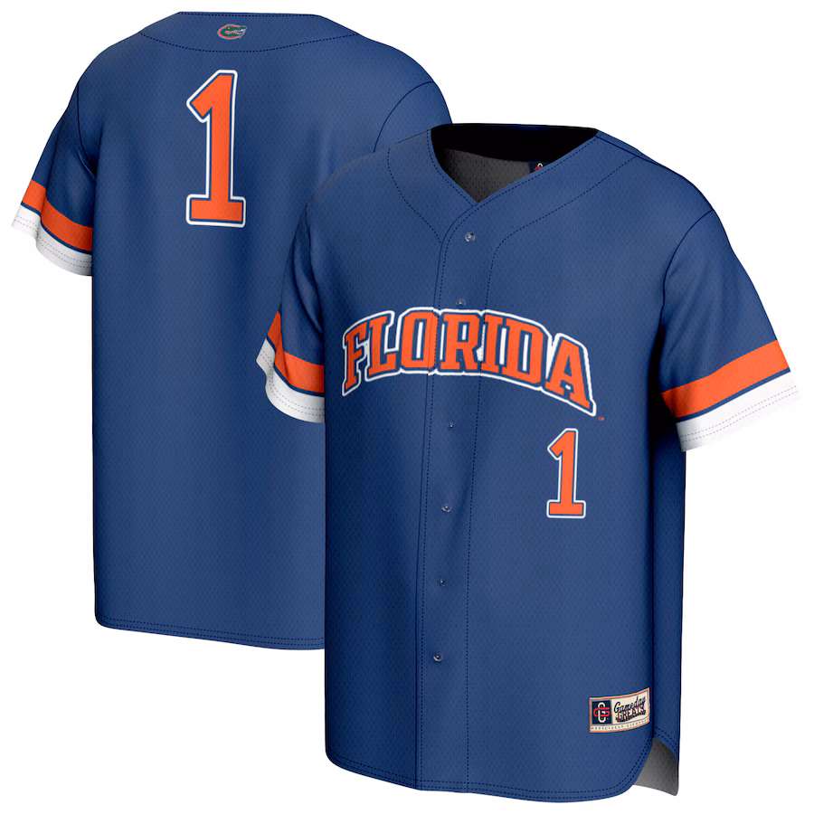 Unisex GameDay Greats #1 Royal Florida Gators Lightweight Collegiate Baseball Fashion Jersey - Puhuasuan