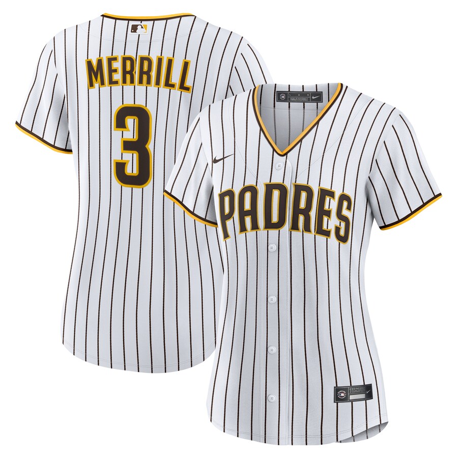 Women's San Diego Padres Jackson Merrill Nike White Home Replica Jersey - Puhuasuan