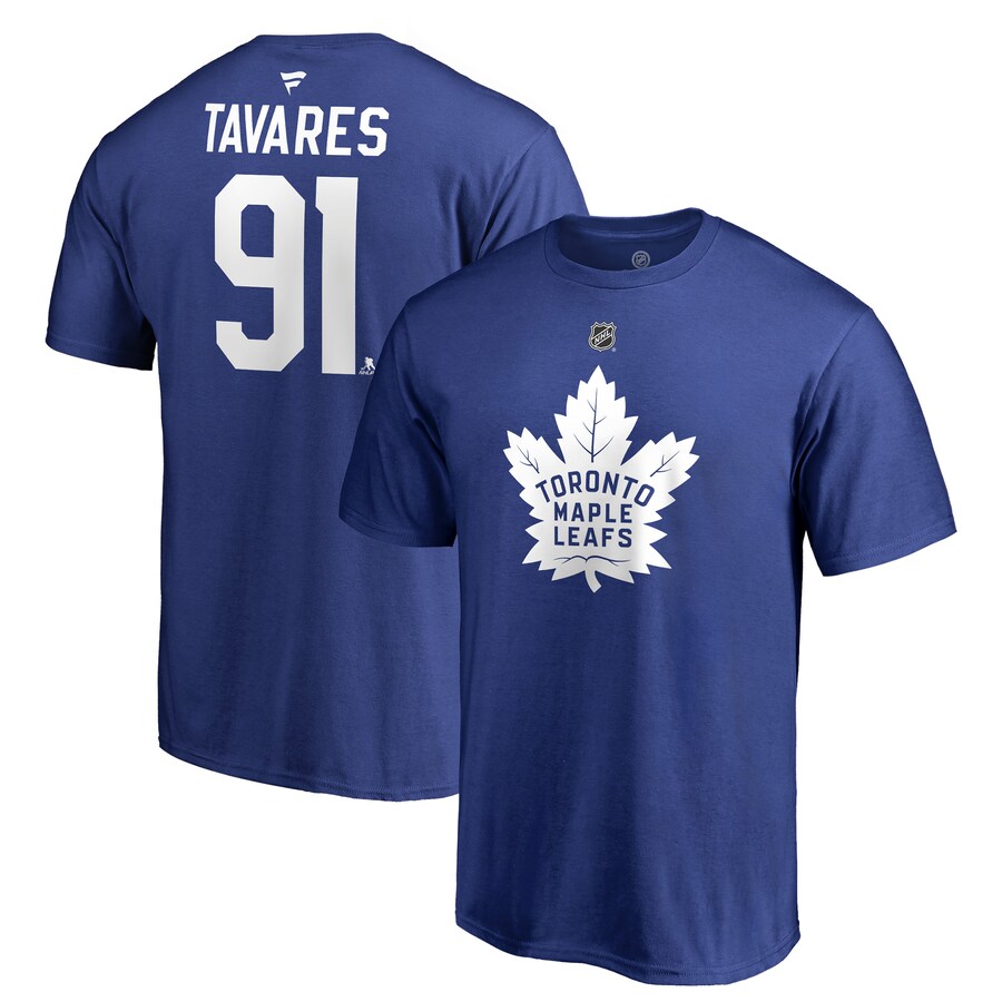 Men's Toronto Maple Leafs John Tavares Fanatics Royal Authentic Stack Name & Number T-Shirt - Puhuasuan