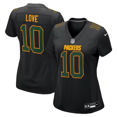 Women's Green Bay Packers Jordan Love Nike Black Fashion Game Jersey - Puhuasuan