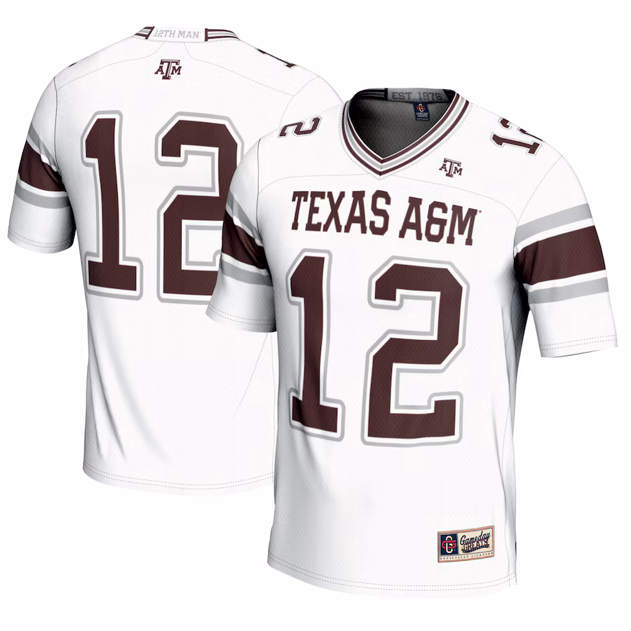#12 Texas A&M Aggies GameDay Greats Youth Football Lightweight Fashion Jersey - White - Puhuasuan