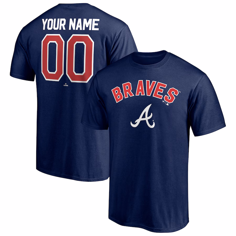 Men's Atlanta Braves Navy Personalized Team Winning Streak Name & Number T-Shirt - Puhuasuan