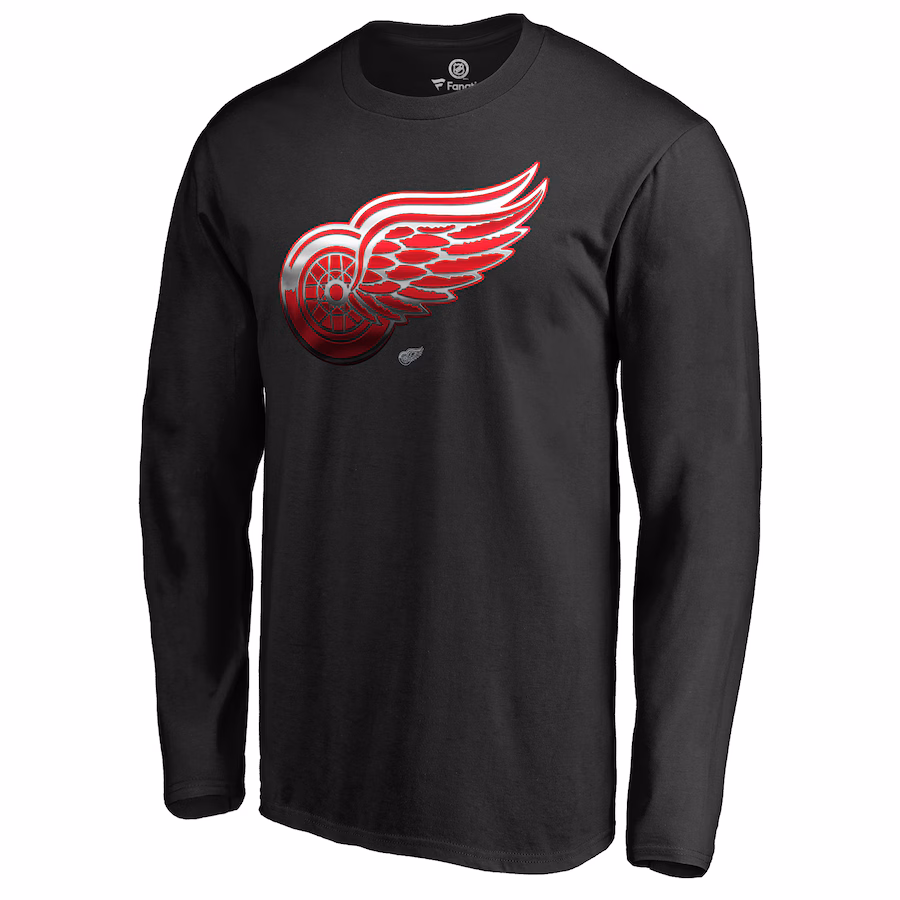 Men's Detroit Red Wings Black Midnight Mascot Long Sleeve T-Shirt - Puhuasuan