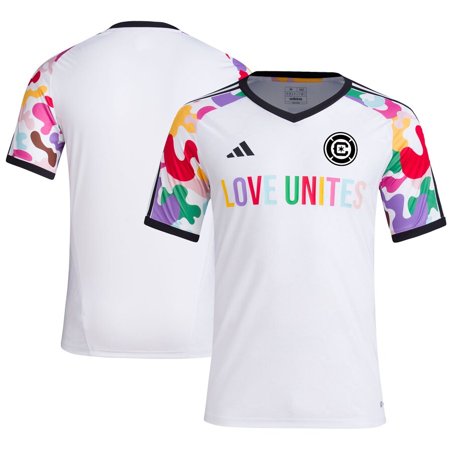 Men's Chicago Fire  adidas White 2023 Pride Pre-Match Top - Puhuasuan