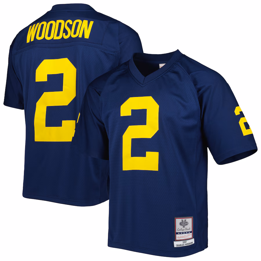 Men's Mitchell & Ness Charles Woodson Navy Michigan Wolverines Authentic Jersey - Puhuasuan