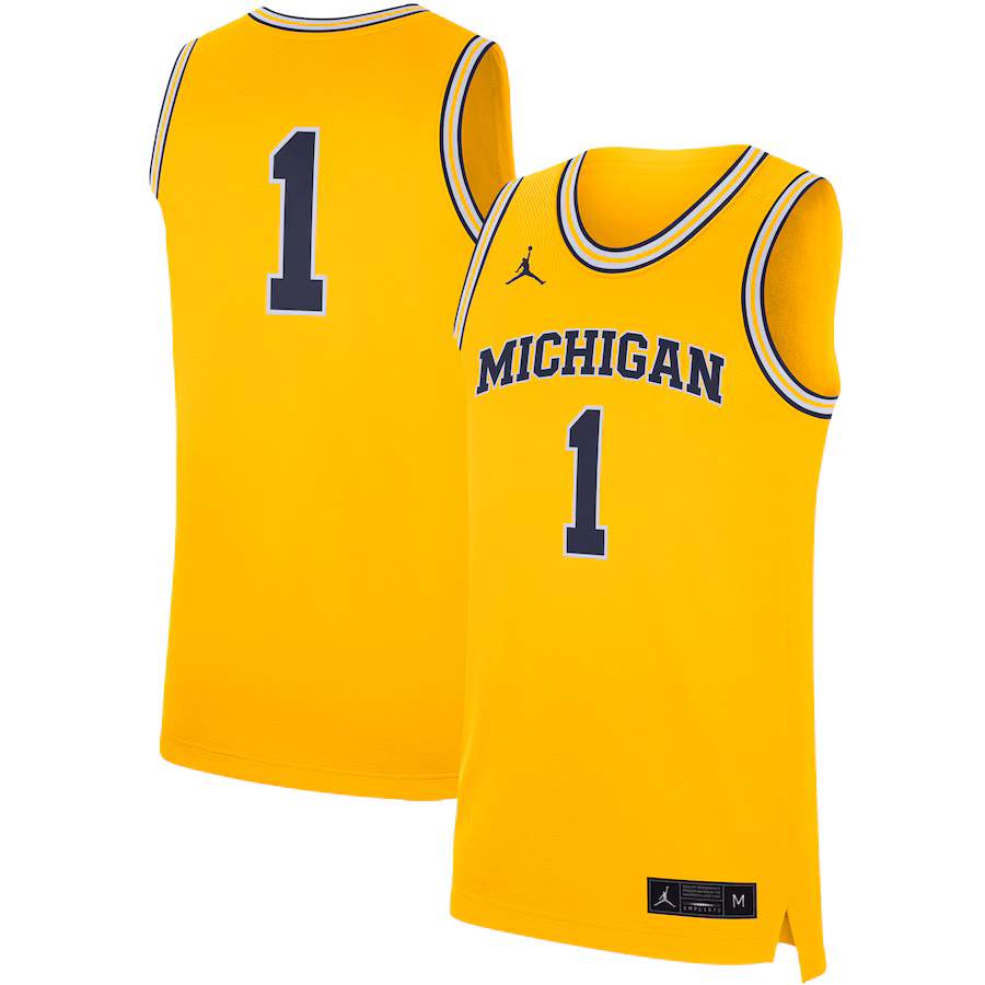 Men's Jordan Brand Maize Michigan Wolverines Replica Jersey - Puhuasuan