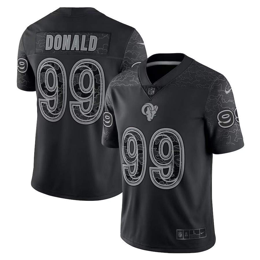 Men's Los Angeles Rams Aaron Donald Nike Black RFLCTV Limited Jersey - Puhuasuan