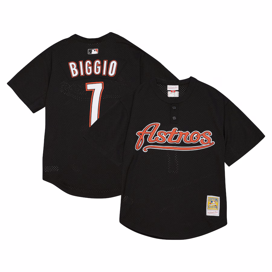 Men's Houston Astros Craig Biggio Profile Black Big & Tall Cooperstown Collection Mesh Batting Practice Jersey - Puhuasuan