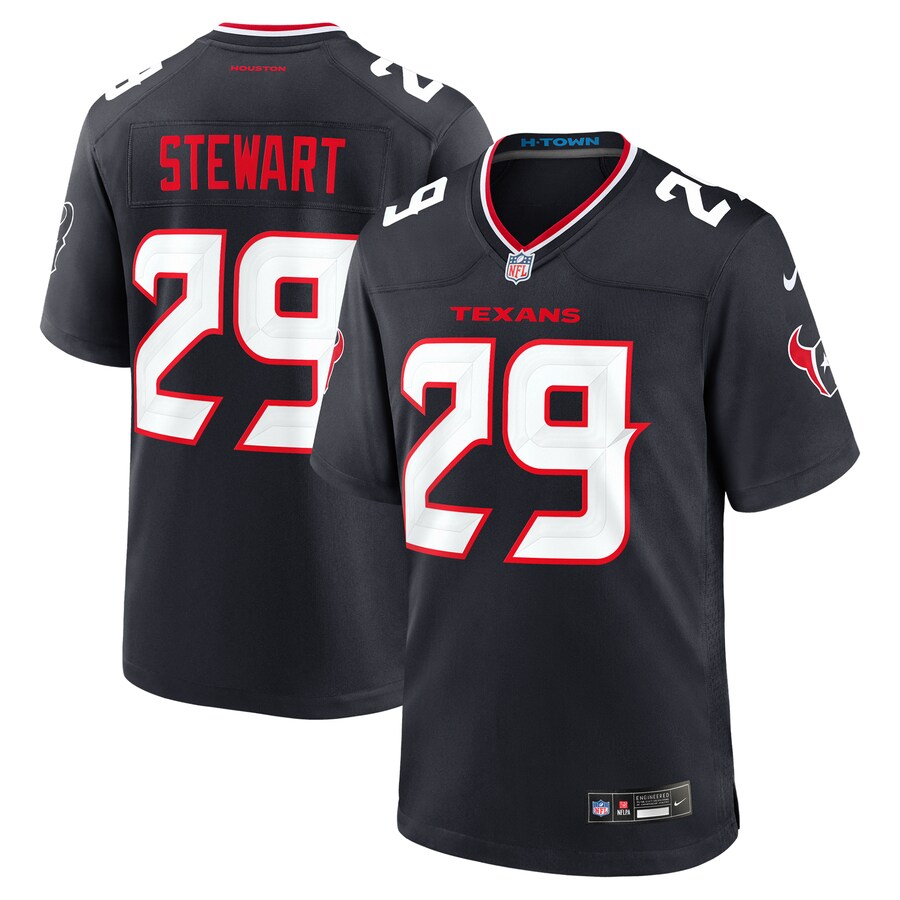 Men's Houston Texans M.J. Stewart Nike Navy Team Game Jersey - Puhuasuan