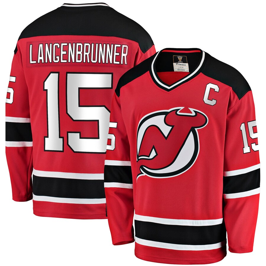 Men's New Jersey Devils Jamie Langenbrunner Fanatics Branded Red Premier Breakaway Retired Player Jersey - Puhuasuan