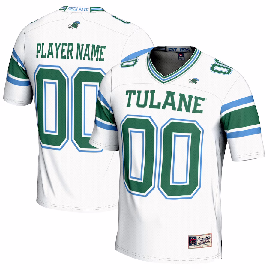 Tulane Green Wave GameDay Greats NIL Pick-A-Player Football Jersey - White - Puhuasuan