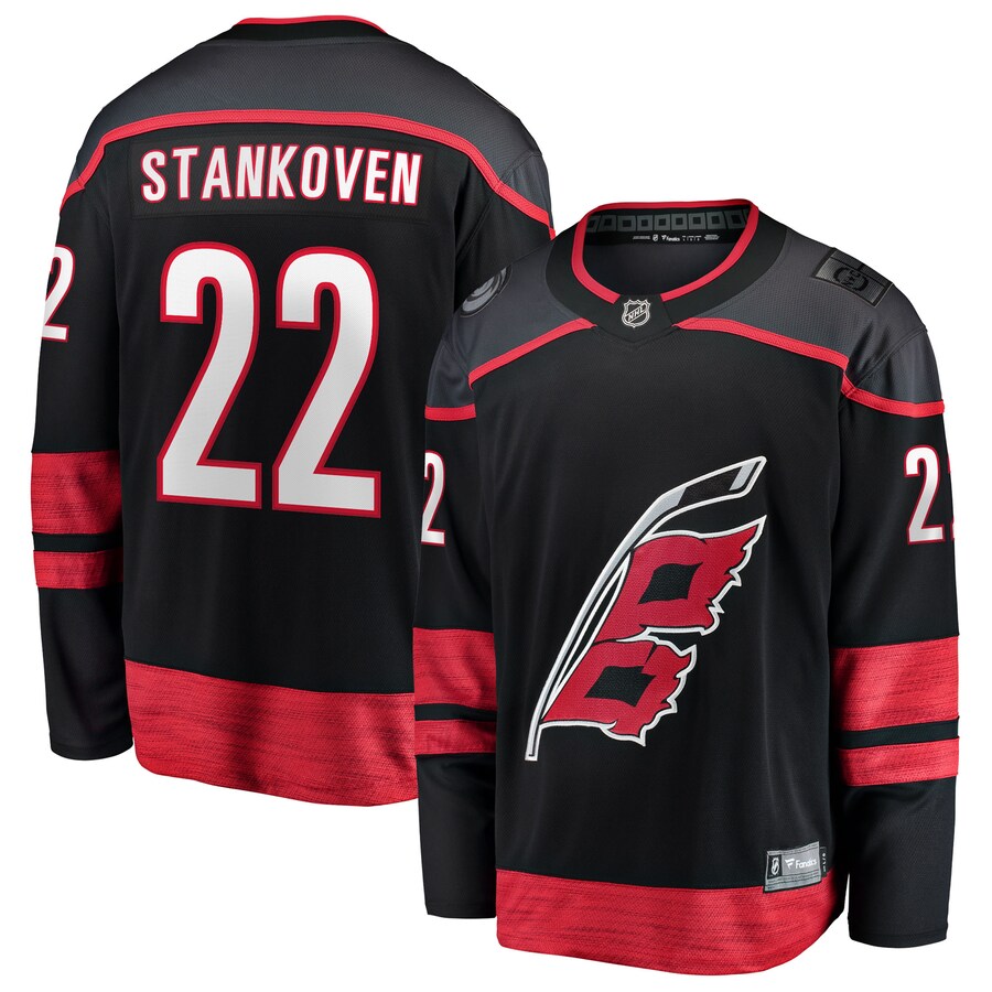 Men's Carolina Hurricanes Logan Stankoven Fanatics Black Home Breakaway Jersey - Puhuasuan