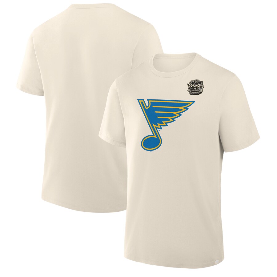 Men's St. Louis Blues Fanatics Cream 2025 Winter Classic Primary Logo T-Shirt - Puhuasuan