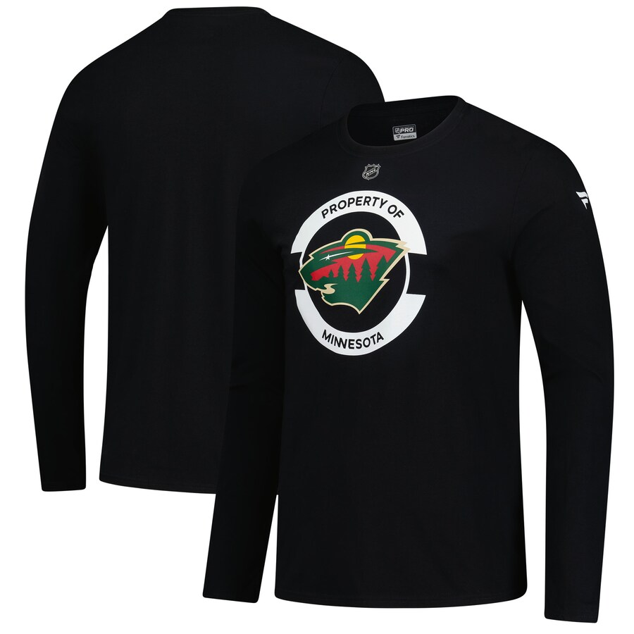 Men's Minnesota Wild Fanatics Black Authentic Pro Practice Long Sleeve T-Shirt - Puhuasuan