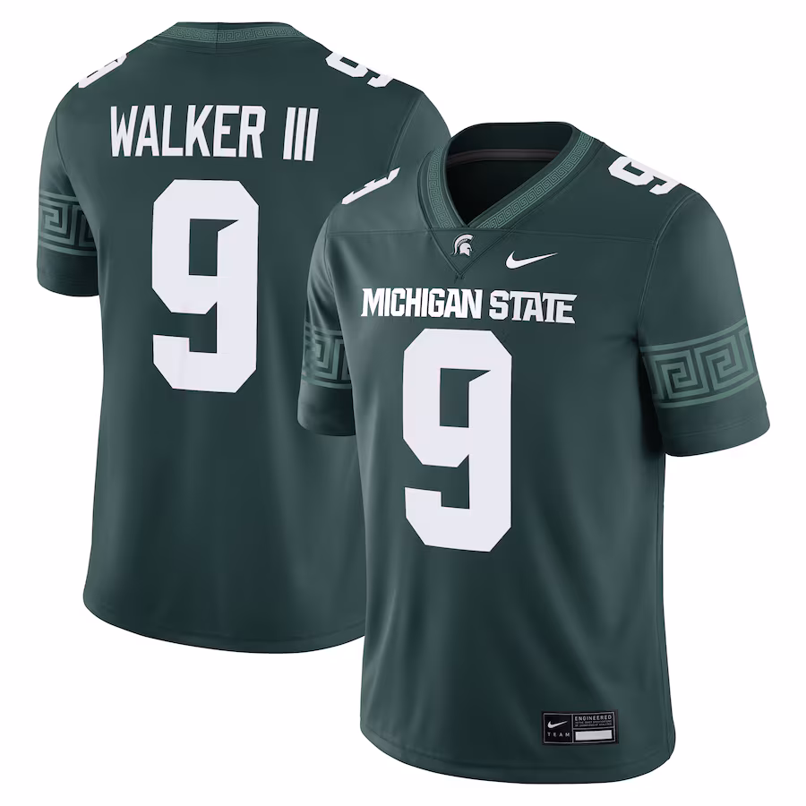Men's Nike Kenneth Walker III Green Michigan State Spartans Player Game Jersey - Puhuasuan