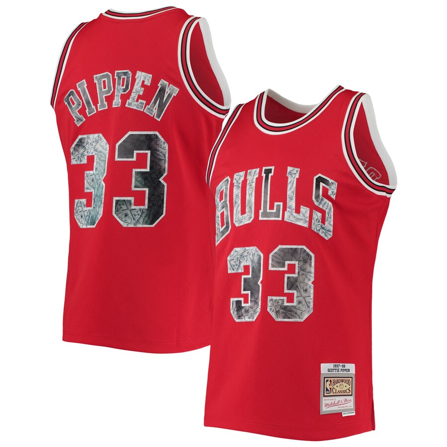 Men's Chicago Bulls Scottie Pippen Mitchell & Ness Red 1997/98 Hardwood Classics NBA 75th Anniversary Diamond Swingman Jersey - Puhuasuan