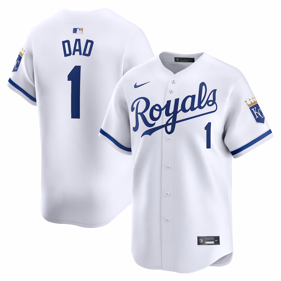 Men's Kansas City Royals Nike White #1 Dad Home Limited Jersey - Puhuasuan