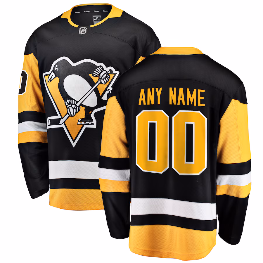 Men's Pittsburgh Penguins Fanatics Black Home Breakaway Custom Jersey - Puhuasuan