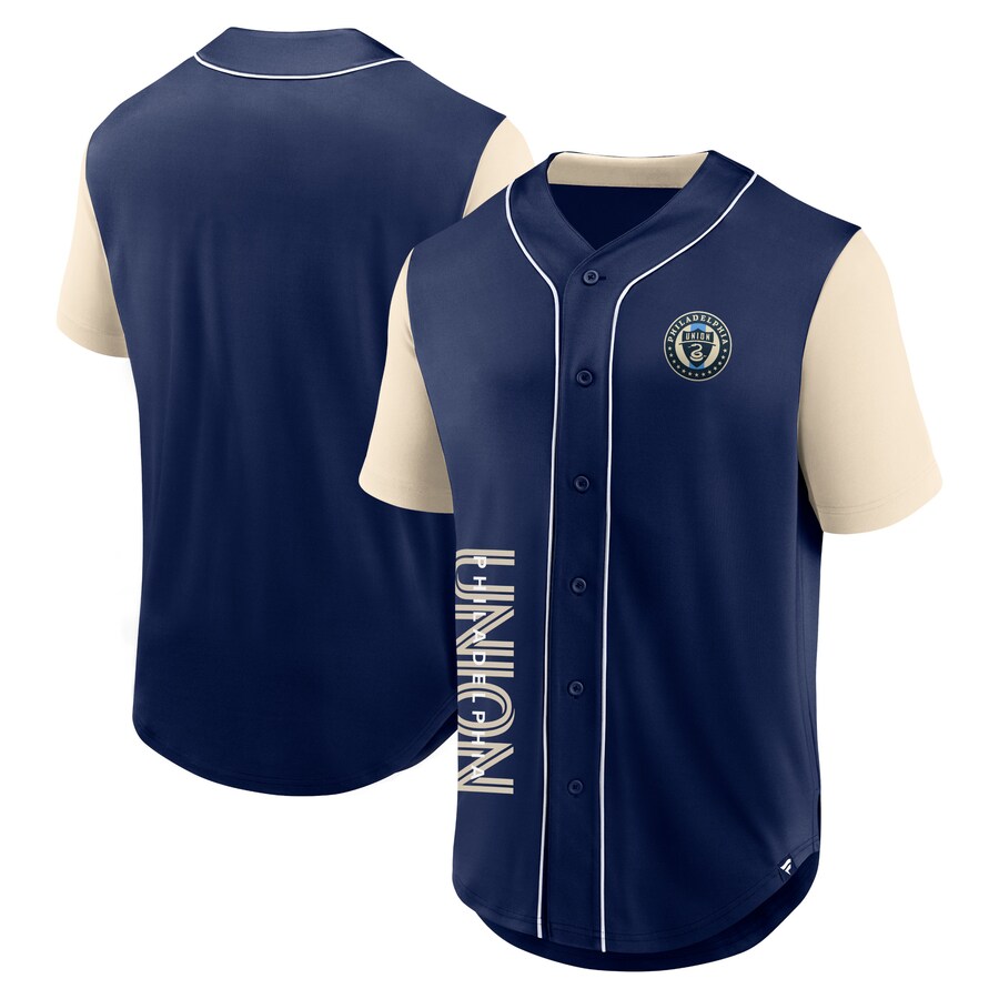 Men's Philadelphia Union Fanatics Navy Balance Fashion Baseball Jersey - Puhuasuan