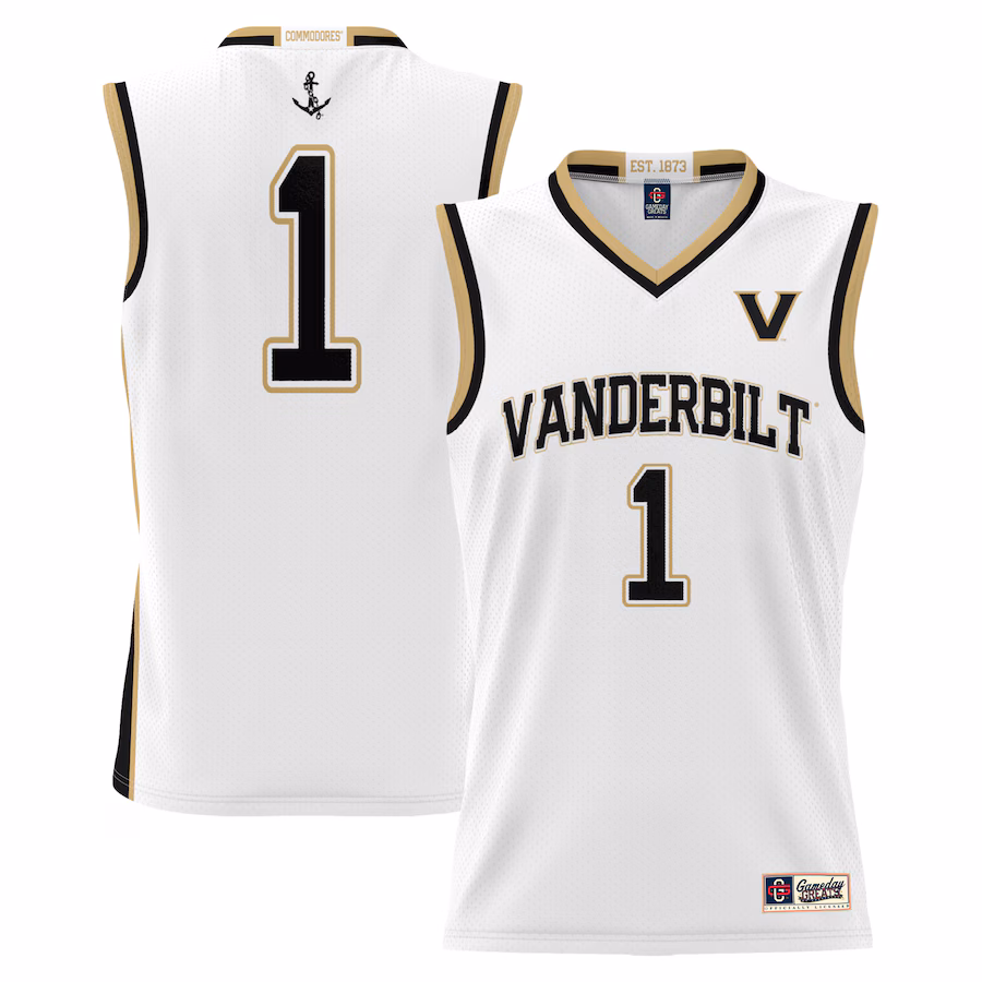 #1 Vanderbilt Commodores GameDay Greats Youth Lightweight Replica Basketball Jersey - White - Puhuasuan