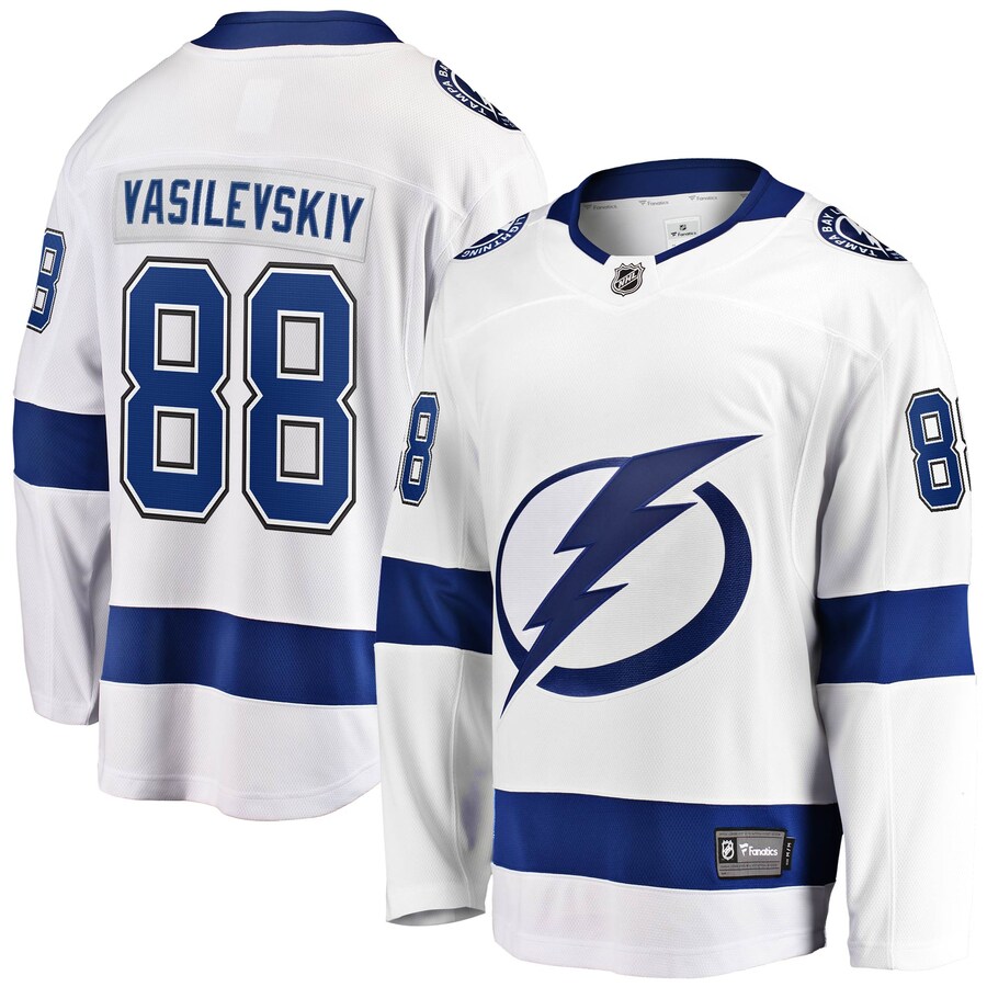 Men's Tampa Bay Lightning Andrei Vasilevskiy Fanatics Branded White Away Premier Breakaway Player Jersey - Puhuasuan