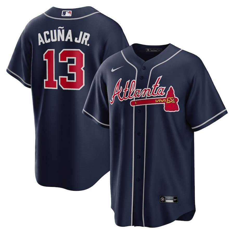 Men's Atlanta Braves Ronald Acuna Jr. Nike Navy Alternate Replica Player Name Jersey - Puhuasuan