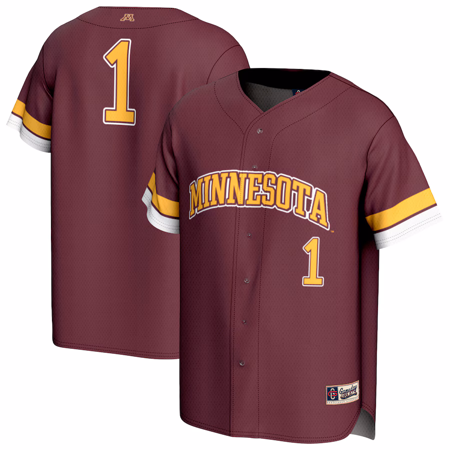 Youth GameDay Greats #1 Maroon Minnesota Golden Gophers Lightweight Collegiate Baseball Fashion Jersey - Puhuasuan