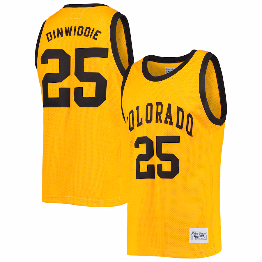Men's Original Retro Brand Spencer Dinwiddie Gold Colorado Buffaloes Commemorative Classic Basketball Jersey - Puhuasuan