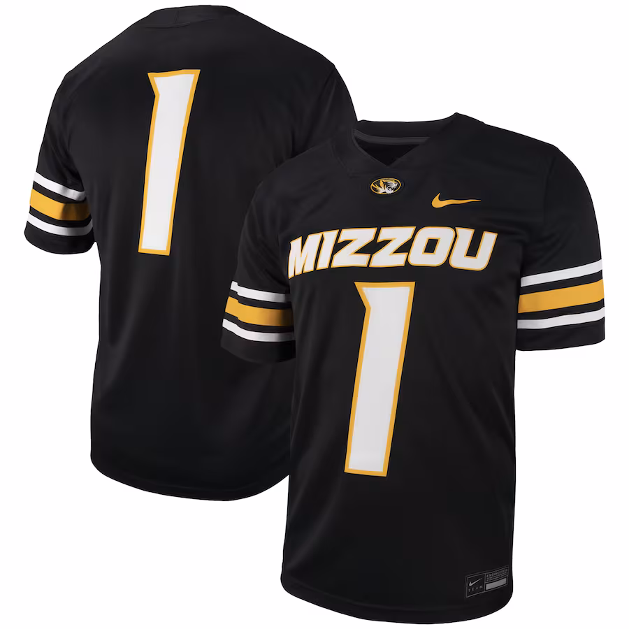 Men's Nike #1 Black Missouri Tigers Untouchable Football Replica Jersey - Puhuasuan
