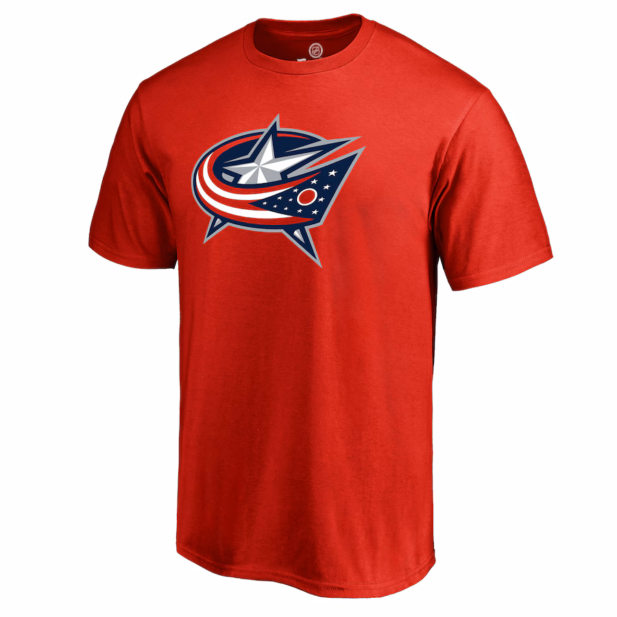 Men's Columbus Blue Jackets Red Team Primary Logo T-Shirt - Puhuasuan