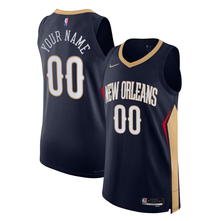 Men's New Orleans Pelicans Nike Navy 2021/22 Diamond Authentic Custom Jersey - Icon Edition - Puhuasuan