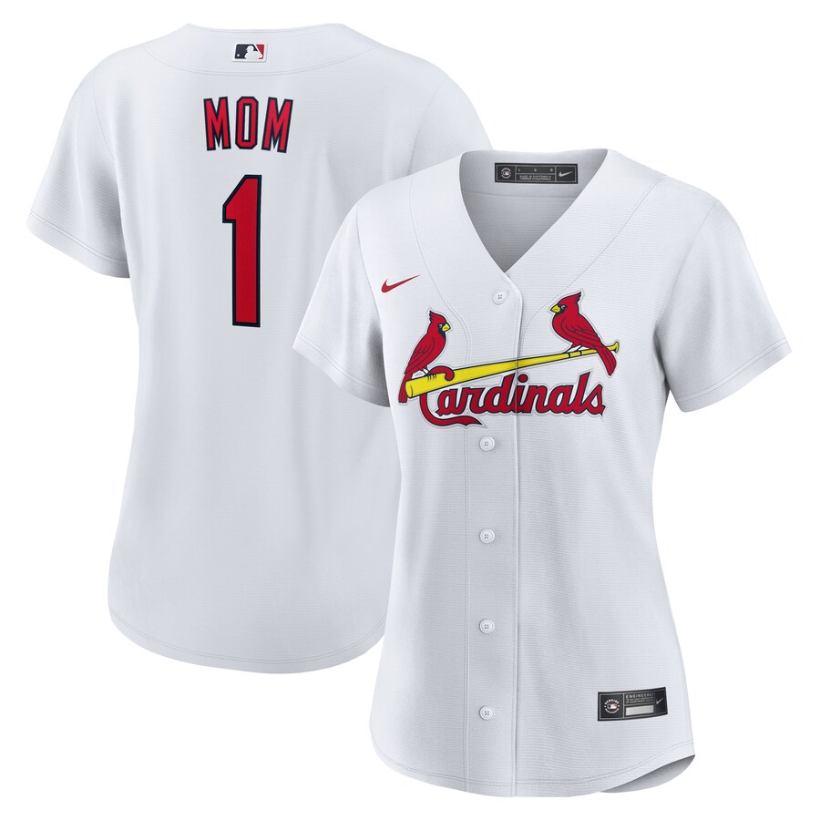 Women's St. Louis Cardinals Nike White #1 Mom Home Replica Jersey - Puhuasuan