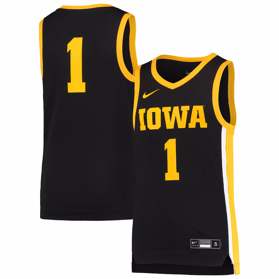 Youth Nike #1 Black Iowa Hawkeyes Team Replica Basketball Jersey - Puhuasuan
