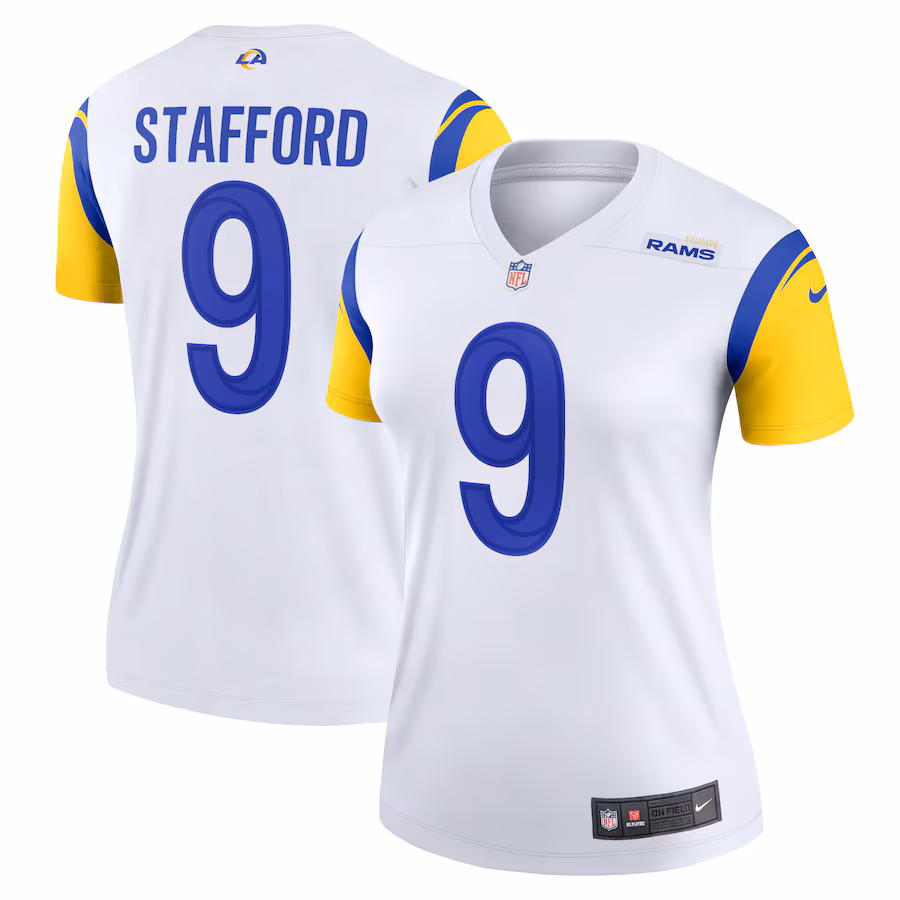 Women's Los Angeles Rams Matthew Stafford Nike White Alternate Legend Player Performance Top - Puhuasuan