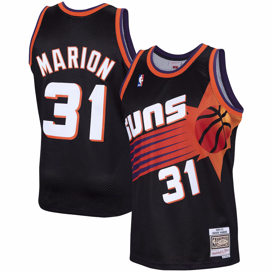 Men's Phoenix Suns Shawn Marion Mitchell & Ness Black 1999/00 Hardwood Classics Swingman Jersey - Puhuasuan