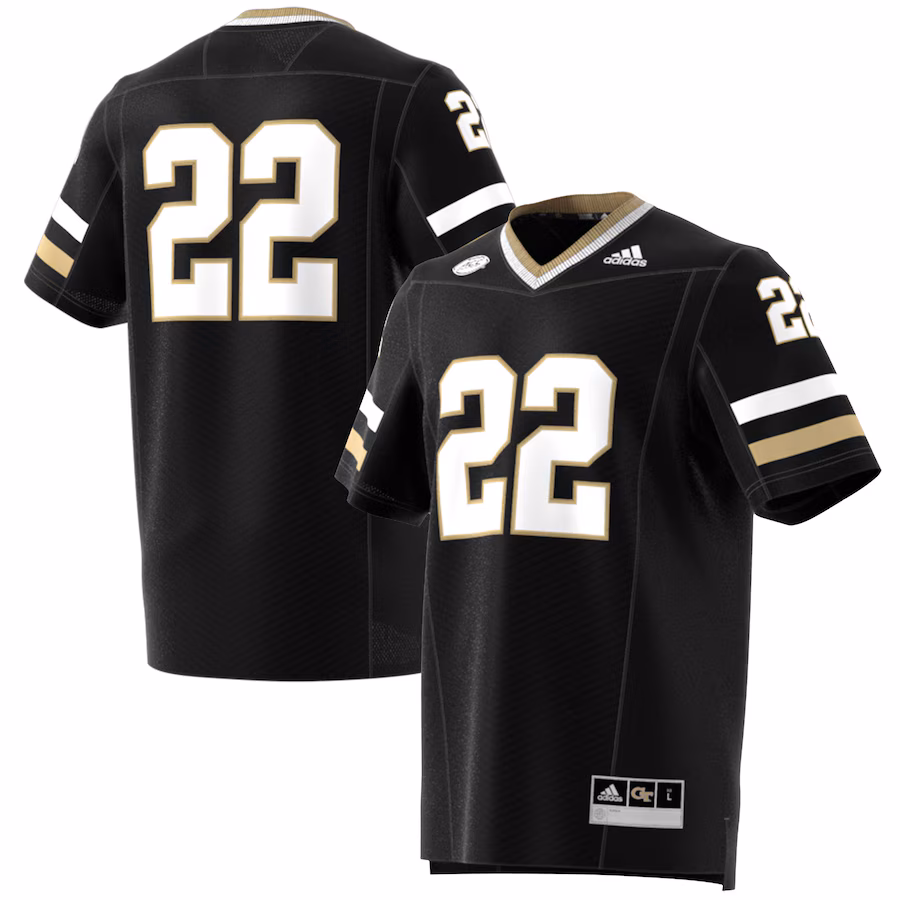 Men's adidas #22 Black Georgia Tech Yellow Jackets Premier Strategy Jersey - Puhuasuan