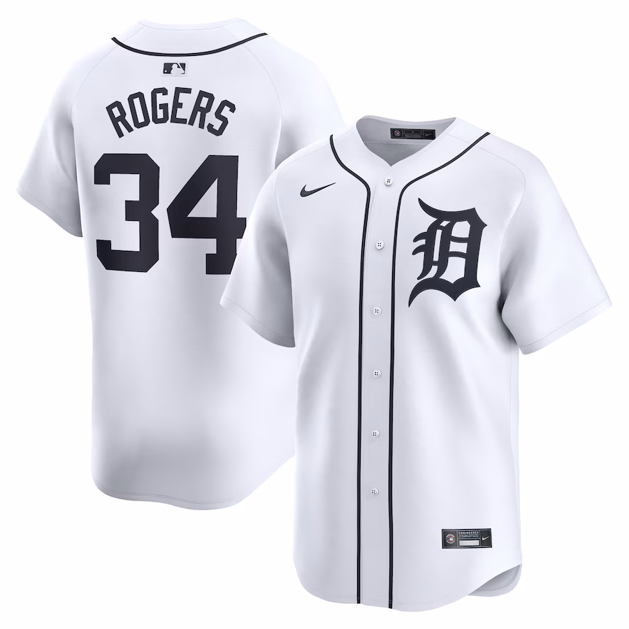 Men's Detroit Tigers Jake Rogers Nike White Home Limited Player Jersey - Puhuasuan