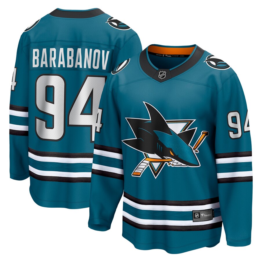 Men's San Jose Sharks Alexander Barabanov Fanatics Branded Teal Home Breakaway Player Jersey - Puhuasuan