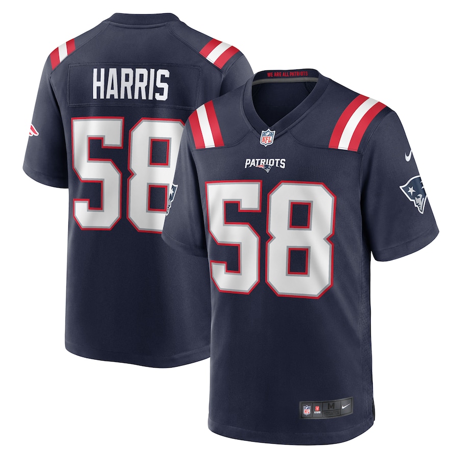 Men's New England Patriots Marcus Harris Nike Navy Team Game Jersey - Puhuasuan