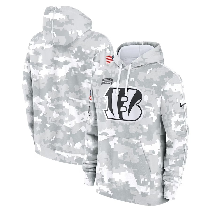 Men's Cincinnati Bengals Nike Arctic Camo 2024 Salute To Service Big & Tall Club Fleece Pullover Hoodie - Puhuasuan