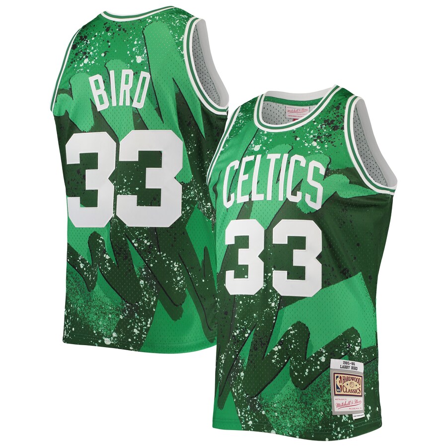 Men's Boston Celtics Larry Bird Mitchell & Ness Kelly Green Hardwood Classics 1985/86 Hyper Hoops Swingman Jersey - Puhuasuan