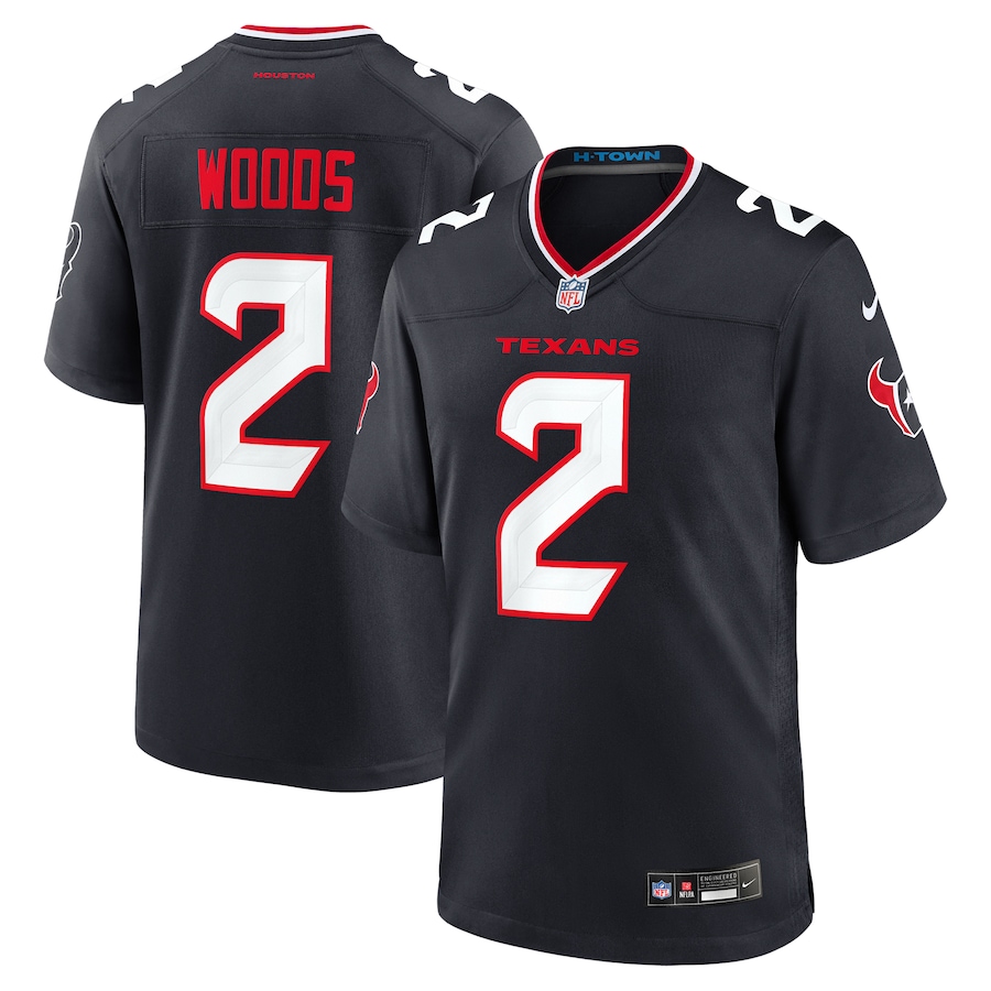 Men's Houston Texans Robert Woods Nike Navy Team Game Jersey - Puhuasuan