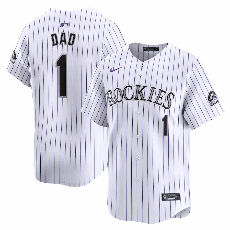 Men's Colorado Rockies Nike White #1 Dad Home Limited Jersey - Puhuasuan