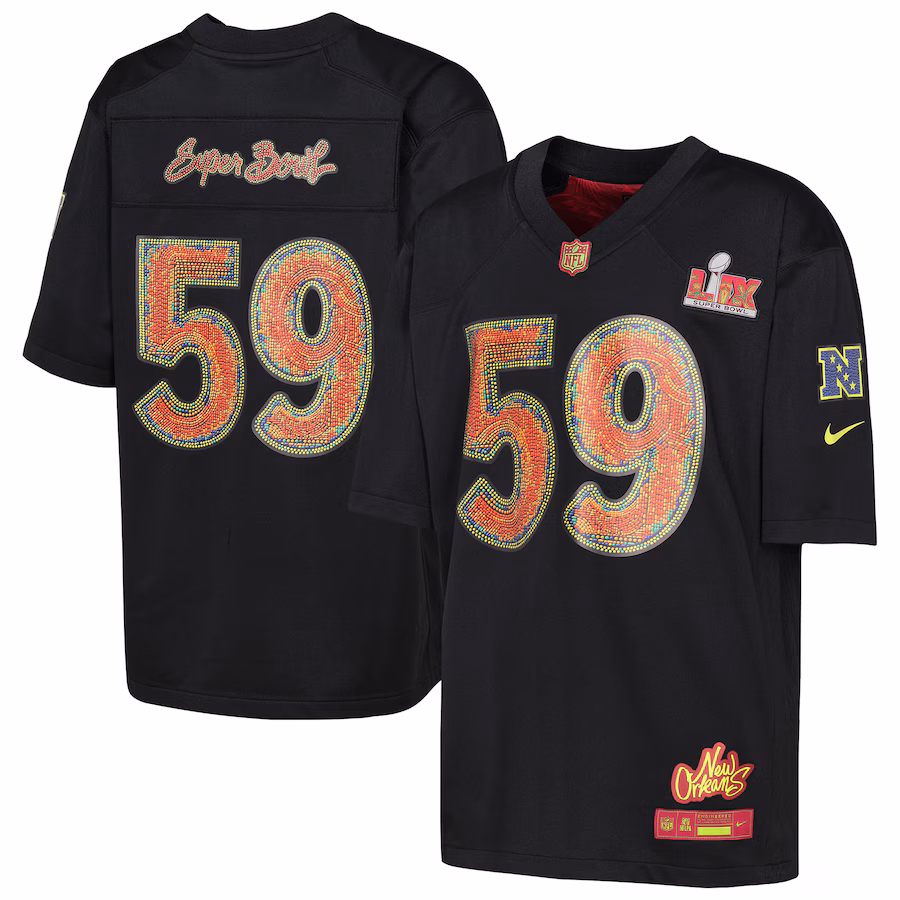 Youth Nike Black Super Bowl LIX Game Jersey - Puhuasuan