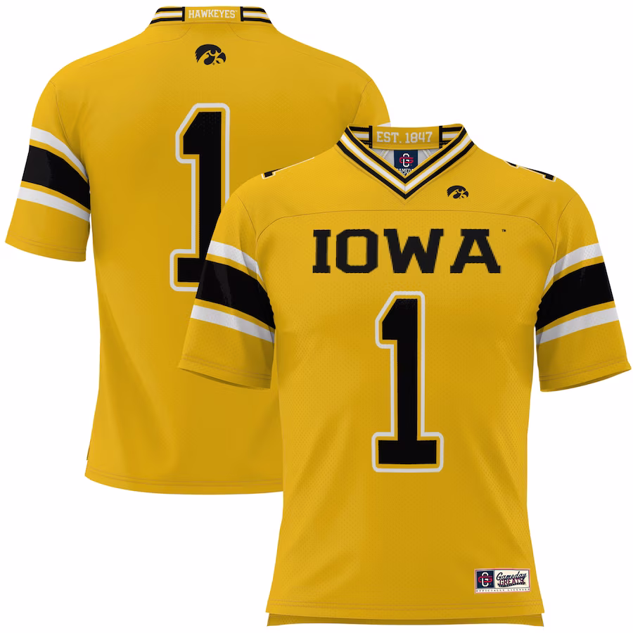 #1 Iowa Hawkeyes GameDay Greats Football Jersey - Gold - Puhuasuan